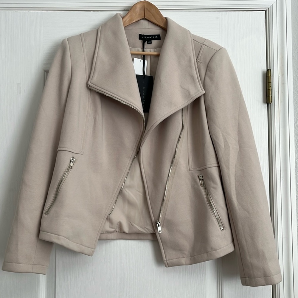 Gibsonlook Stretch Knit Moto Jacket Blazer